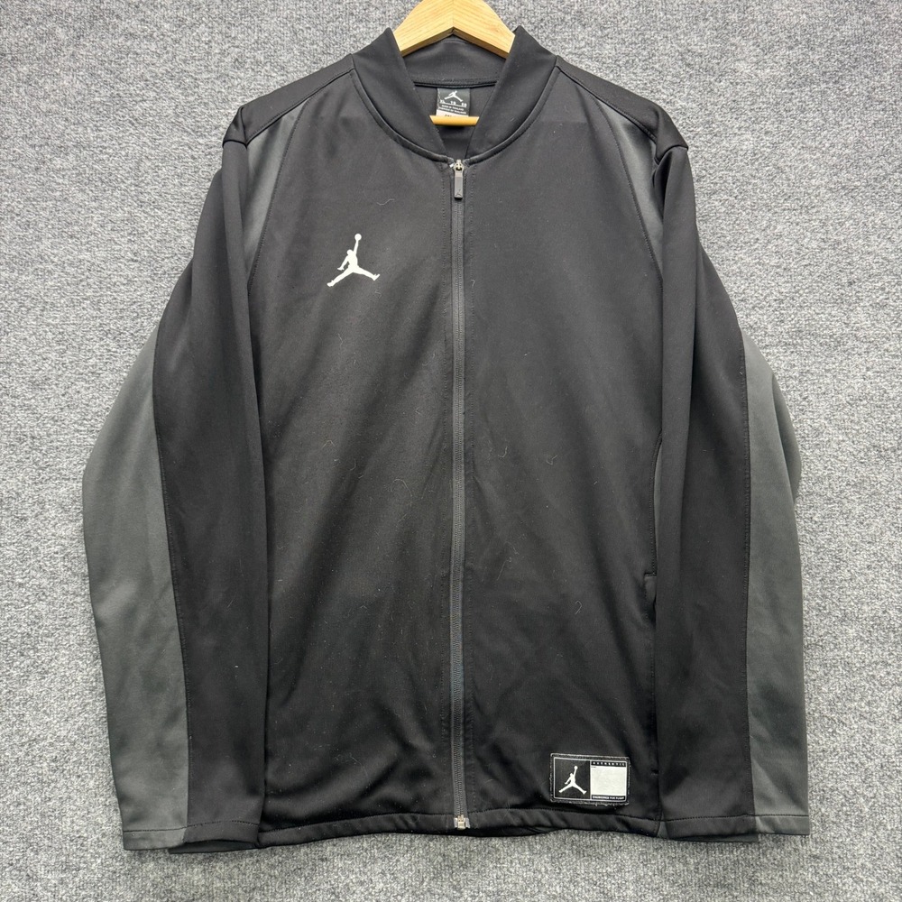 Jordan Dri-FIT Track Jacket Mens XL Black Gray Full Zip Athletic Outdoor